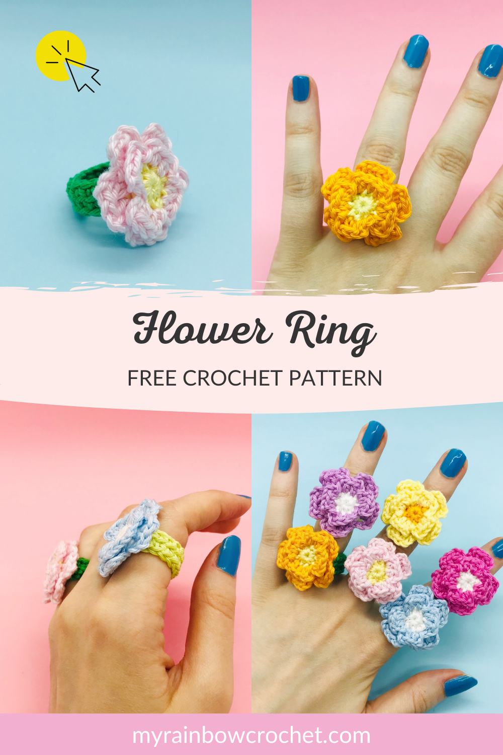 How to Make a Crochet Flower Ring / Tutorial - YouTube